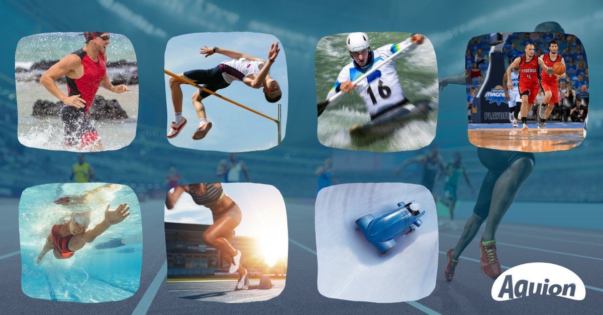 Verschieden Sportarten werden gezeigt zum Thema Wasser trinken je Sportart von Aquion