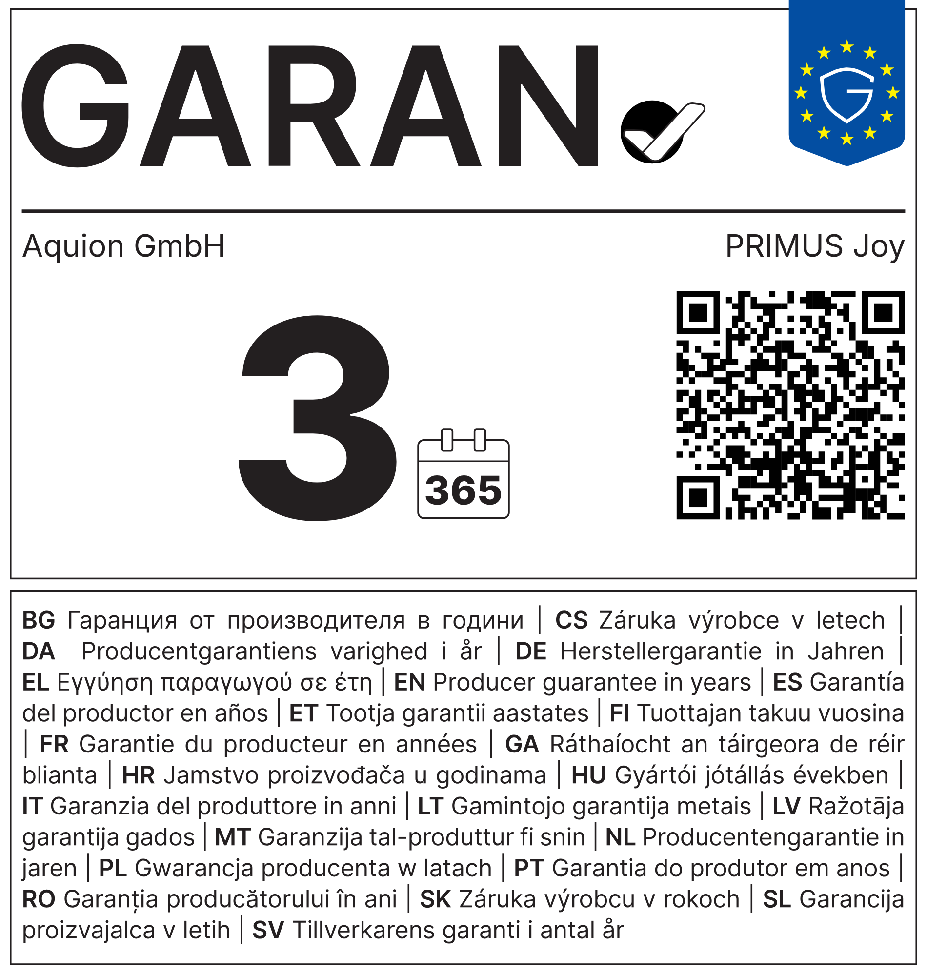 garan label color PRIMUS-joy