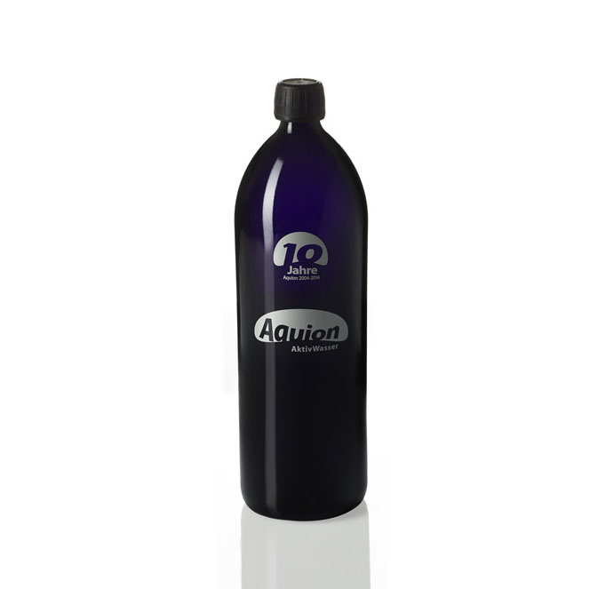 Trinkflasche aus Violettglas, rund, 1 Liter
