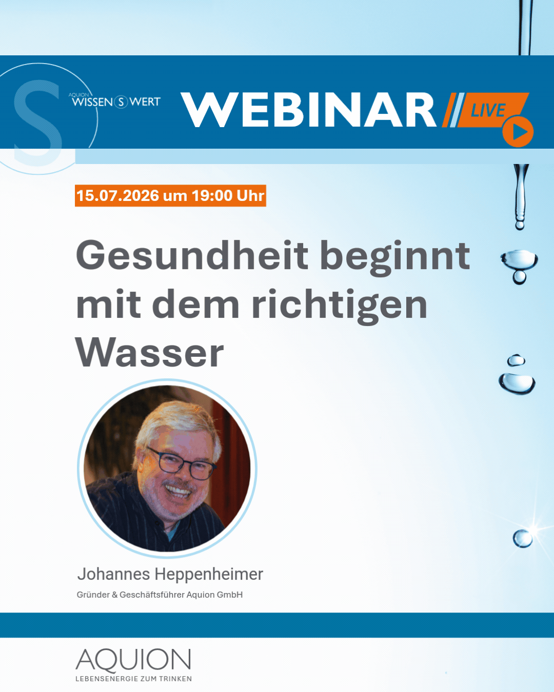 LIVE WEBINAR - Gesundheit beginnt mit dem richtigen Wasser