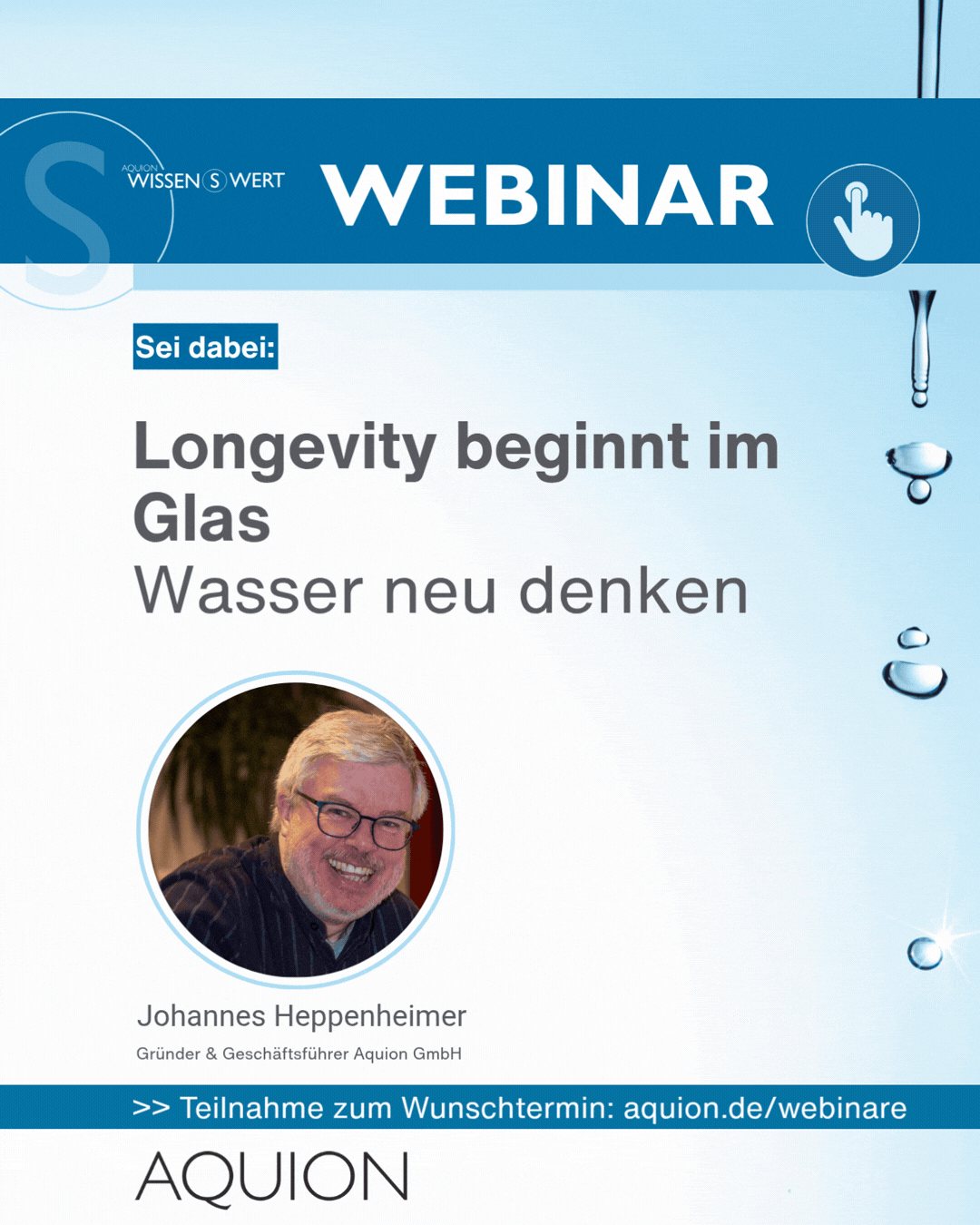 WEBINAR auf Knopfdruck "Longevity beginnt im Glas - Wasser neu denken"
