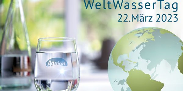 Glas mit Wasser vor Globus